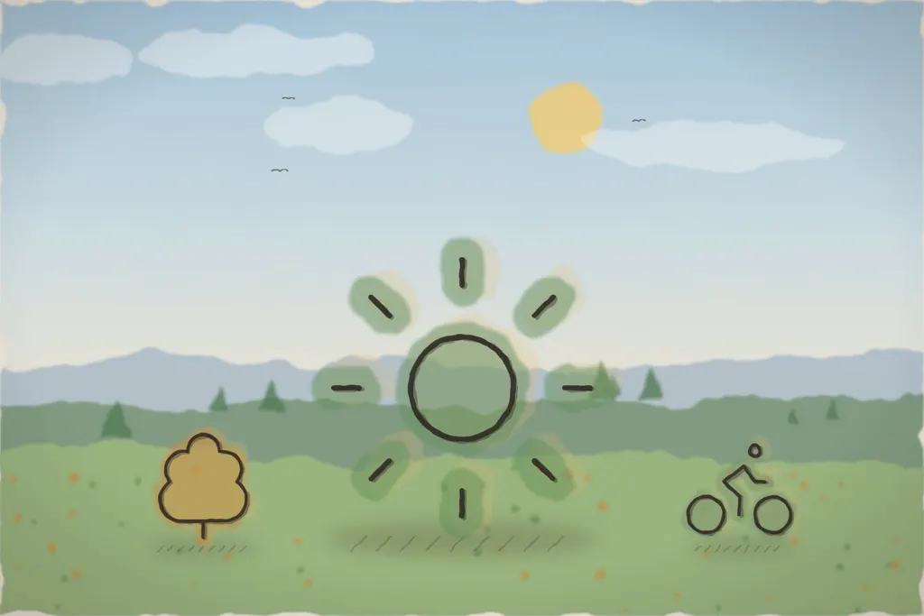 Tabăra de vară, cu ieșiri în parc (ilustrație)